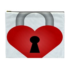 Heart Padlock Red Love Cosmetic Bag (xl) by Mariart