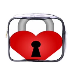 Heart Padlock Red Love Mini Toiletries Bags by Mariart