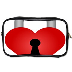 Heart Padlock Red Love Toiletries Bags 2-side by Mariart