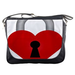 Heart Padlock Red Love Messenger Bags by Mariart