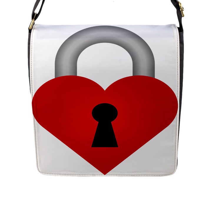 Heart Padlock Red Love Flap Messenger Bag (L) 