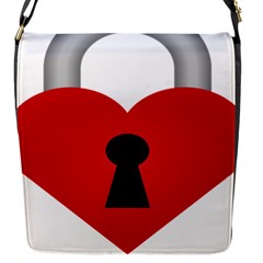 Heart Padlock Red Love Flap Messenger Bag (s) by Mariart