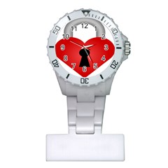 Heart Padlock Red Love Plastic Nurses Watch by Mariart