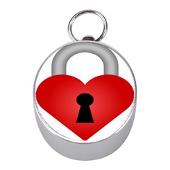 Heart Padlock Red Love Mini Silver Compasses