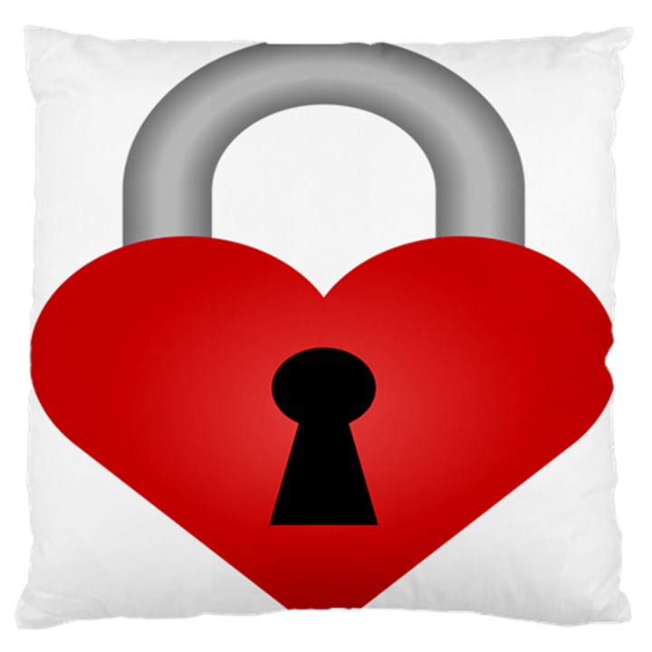 Heart Padlock Red Love Large Flano Cushion Case (Two Sides)