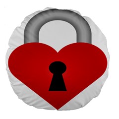 Heart Padlock Red Love Large 18  Premium Flano Round Cushions by Mariart