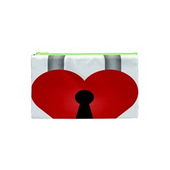 Heart Padlock Red Love Cosmetic Bag (xs) by Mariart