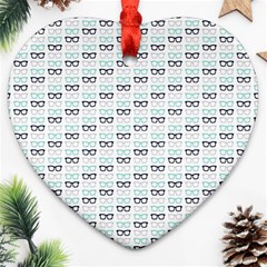 Glasses Black Blue Ornament (heart) by Mariart