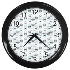 Glasses Black Blue Wall Clocks (black) by Mariart