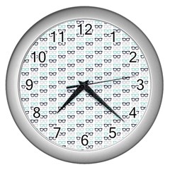 Glasses Black Blue Wall Clocks (silver) 