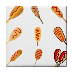 Hot Dog Buns Sate Sauce Bread Tile Coasters by Mariart