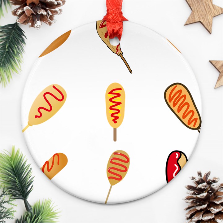 Hot Dog Buns Sate Sauce Bread Ornament (Round)