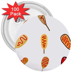 Hot Dog Buns Sate Sauce Bread 3  Buttons (100 Pack)  by Mariart