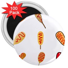 Hot Dog Buns Sate Sauce Bread 3  Magnets (100 Pack)