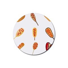 Hot Dog Buns Sate Sauce Bread Rubber Coaster (round) 