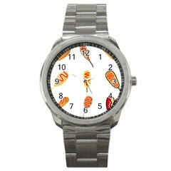 Hot Dog Buns Sate Sauce Bread Sport Metal Watch