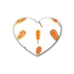 Hot Dog Buns Sate Sauce Bread Rubber Coaster (heart)  by Mariart