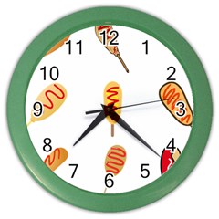 Hot Dog Buns Sate Sauce Bread Color Wall Clocks