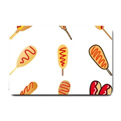 Hot Dog Buns Sate Sauce Bread Small Doormat  by Mariart