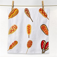 Hot Dog Buns Sate Sauce Bread Face Towel by Mariart