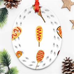 Hot Dog Buns Sate Sauce Bread Ornament (oval Filigree) by Mariart