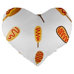 Hot Dog Buns Sate Sauce Bread Large 19  Premium Heart Shape Cushions