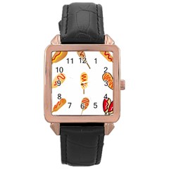 Hot Dog Buns Sate Sauce Bread Rose Gold Leather Watch  by Mariart