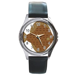 Illustrain Animals Reef Fish Sea Beach Water Seaword Brown Polka Round Metal Watch by Mariart