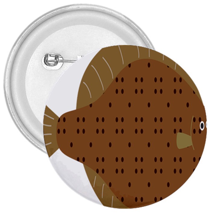 Illustrain Animals Reef Fish Sea Beach Water Seaword Brown Polka 3  Buttons