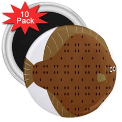 Illustrain Animals Reef Fish Sea Beach Water Seaword Brown Polka 3  Magnets (10 Pack)  by Mariart