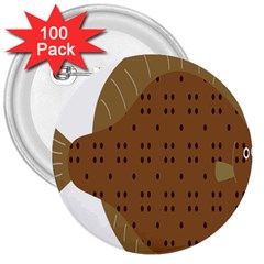 Illustrain Animals Reef Fish Sea Beach Water Seaword Brown Polka 3  Buttons (100 Pack) 