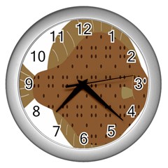 Illustrain Animals Reef Fish Sea Beach Water Seaword Brown Polka Wall Clocks (silver) 