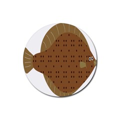 Illustrain Animals Reef Fish Sea Beach Water Seaword Brown Polka Rubber Round Coaster (4 Pack)  by Mariart