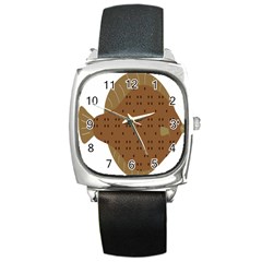 Illustrain Animals Reef Fish Sea Beach Water Seaword Brown Polka Square Metal Watch by Mariart