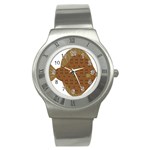 Illustrain Animals Reef Fish Sea Beach Water Seaword Brown Polka Stainless Steel Watch Front