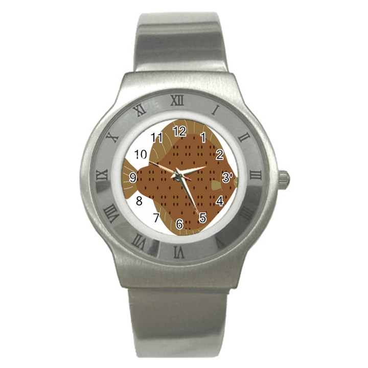 Illustrain Animals Reef Fish Sea Beach Water Seaword Brown Polka Stainless Steel Watch