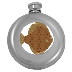 Illustrain Animals Reef Fish Sea Beach Water Seaword Brown Polka Round Hip Flask (5 Oz) by Mariart