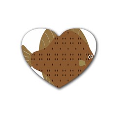 Illustrain Animals Reef Fish Sea Beach Water Seaword Brown Polka Heart Coaster (4 Pack)  by Mariart