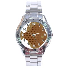 Illustrain Animals Reef Fish Sea Beach Water Seaword Brown Polka Stainless Steel Analogue Watch by Mariart