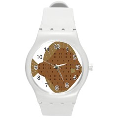 Illustrain Animals Reef Fish Sea Beach Water Seaword Brown Polka Round Plastic Sport Watch (m) by Mariart