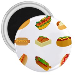 Hot Dog Buns Sauce Bread 3  Magnets by Mariart