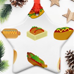 Hot Dog Buns Sauce Bread Ornament (star) by Mariart