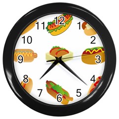 Hot Dog Buns Sauce Bread Wall Clocks (black)