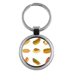 Hot Dog Buns Sauce Bread Key Chains (round)  by Mariart