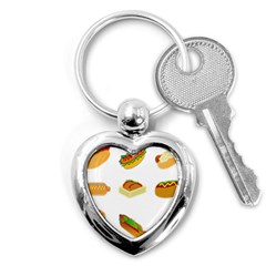 Hot Dog Buns Sauce Bread Key Chains (heart) 