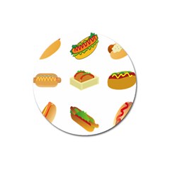 Hot Dog Buns Sauce Bread Magnet 3  (round) by Mariart