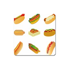 Hot Dog Buns Sauce Bread Square Magnet