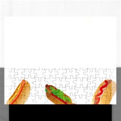 Hot Dog Buns Sauce Bread Rectangular Jigsaw Puzzl by Mariart