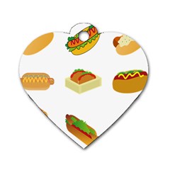 Hot Dog Buns Sauce Bread Dog Tag Heart (one Side) by Mariart