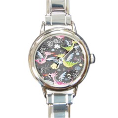 Dragonfly Animals Dragom Monster Fair Cloud Circle Polka Round Italian Charm Watch